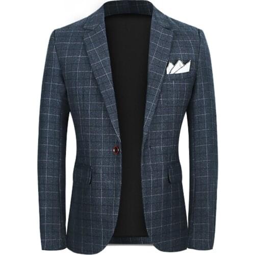 Men Blazers Slim Fit New Check Suit Jacket Formal Casual Business Office Work Daily Life Party Prom Plaid Blazer Wedding Groom