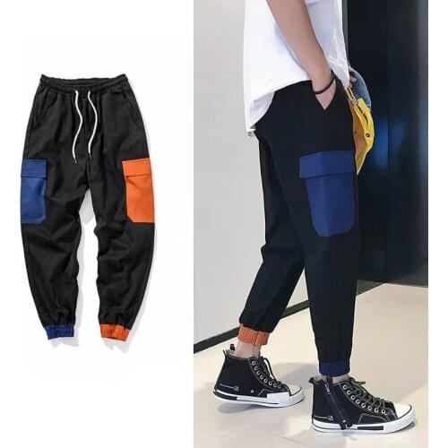 Men Hip Hop Belt Cargo Pants 2020 Man Patchwork Overalls Japanese Streetwear Joggers Pants Men Designer Harem Pants