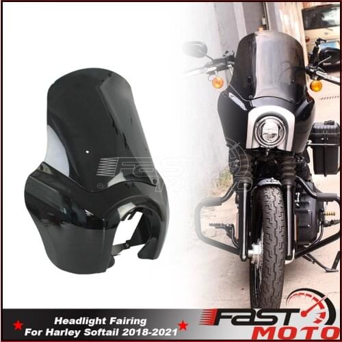 5.75" Headlight Fairing Gloss Black 15" Windscreen Front Fairing With Mount Bracket for Harley Softail Street Bob 2018-2021