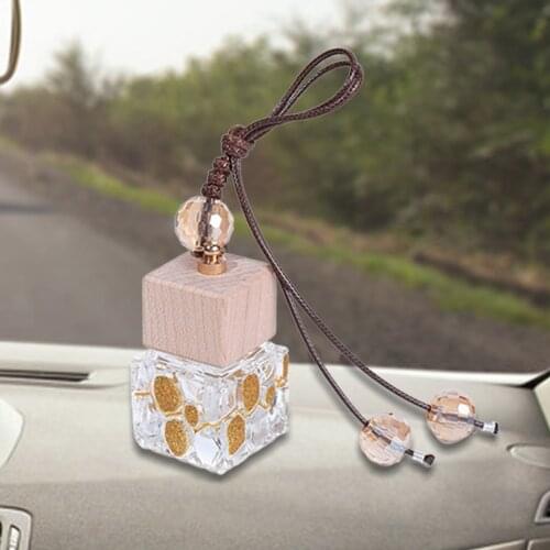 Hanging Car Air Freshener Empty Perfume Bottles Essential Oils Glass Bottle Car Fragrance Diffuser Home Auto Ornaments