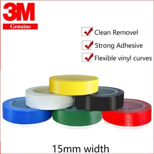 3M 471 Premium Perfomance Strong Vinyl Tape,Single Adhesive Color Strip for Lane Safety Markings, Sealing, Splicing 15mm Width