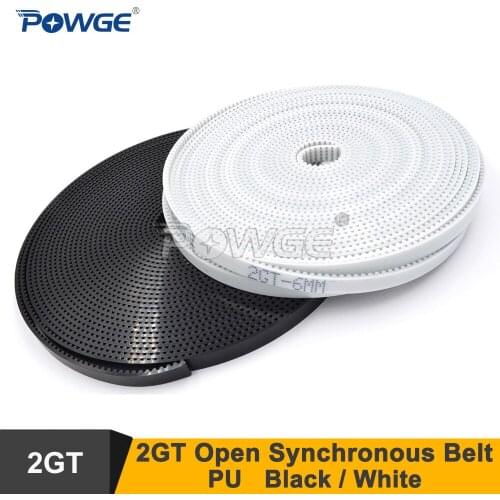 POWGE 50meters 2GT Open Timing Belt W=6/9/10/15mm 2GT Polyurethane With Steel Core GT2 Synchronous Belt GT2 Pulley 3D Printer
