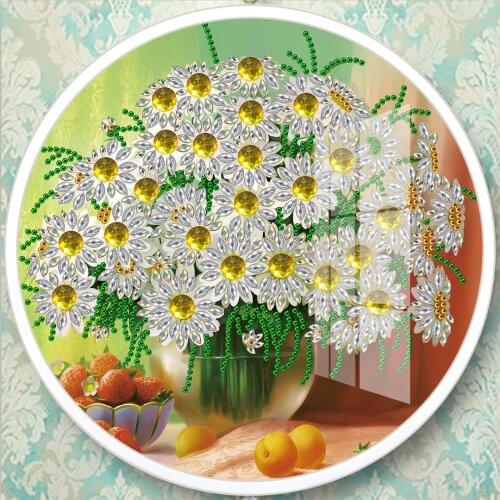 DIY round frame diamond painting different shape rhinestone flamingo flowers living room corridor aisle wall hanging painting