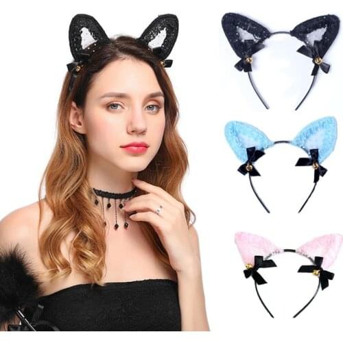 Sexy lingerie uniform temptation accessories lace headband cat ear headband with bell headwear cosplay accessories