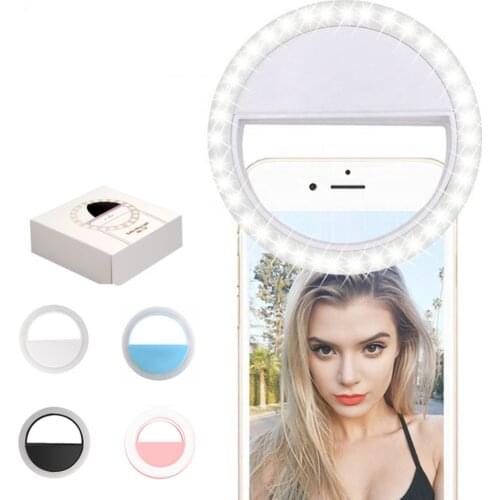 Led Selfie Ring Light Camera Clip-on Phone Selfie Ring Light Lens Ligh Portable Dry Battery Dimmable Light Mini Round Fill Light