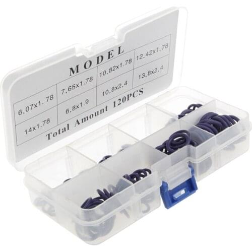 T3ED 120Pcs HNBR Car Air Conditioning Rubber Washer O Ring Seal Assortment Set