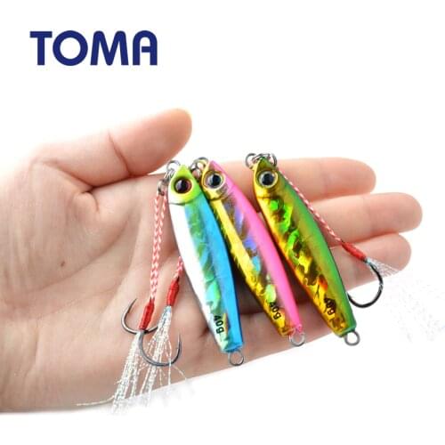 TOMA 1PCS/lot Mini Jig Slow Pitch Jigging Lure 7g 14g 28g 40g Long Cast Metal Fishing jig Sinking Saltwater Fishing Tackle