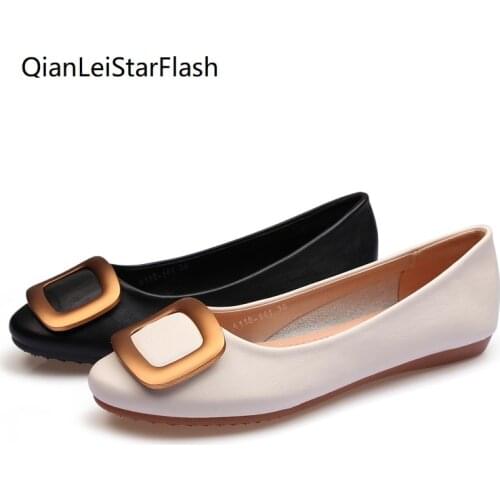 2021 Spring Summer Flats Sneakers Women Ballet Shoes Leather Woman Footwear Slip-on Ladies Soft Comfortable Driving Boat Shoes