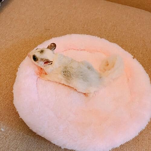 1pc Small Pet Sleep Mat Pad Velvet Round Bed Cushion Nest Winter Warm Soft Bed Hamster Squirrel Mice Rats Cage Pet Supplies
