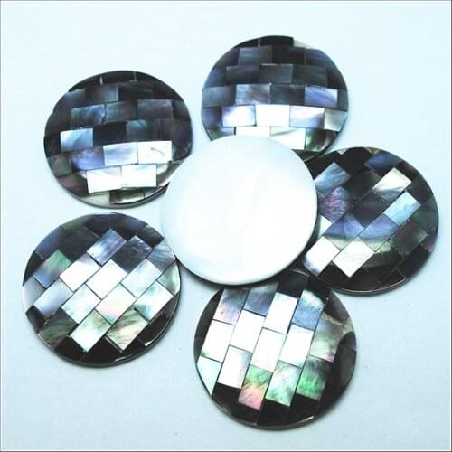 3pcs nature black lips shell beads cabochons round shape no hole abalone shell size 30mm top fasihon diy accessories