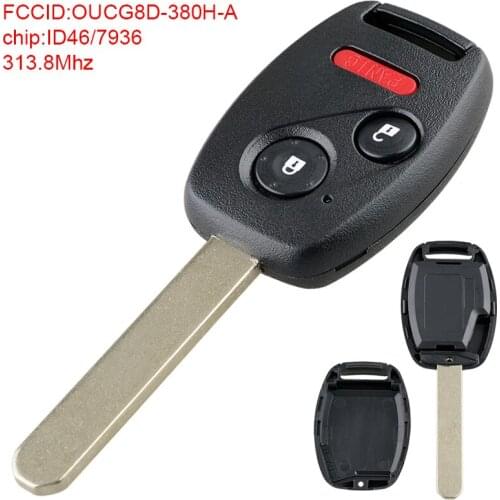 313.8MHz 2+1 Buttons Keyless Entry Car Key Fob Remote Fit for Honda CRV Odyssey Ridgeline Accord CR-Z Civic N5F-S0084A