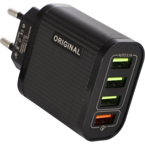 4 Ports QC 3.0 Fast Charging USB Charger Adapter for Phone Tablet MP3 Universal For All USB-enabled Devices