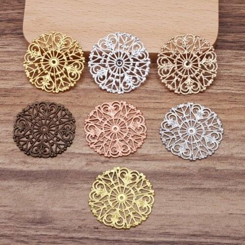 50 PCS 31mm Metal Brass Sheet Filigree Hollow Connector DIY Handmade Accessories For Jewelry Making