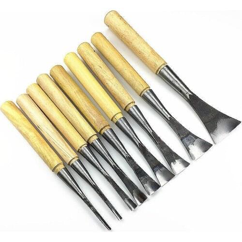 9pcs 3-50mm Blank making Medium round knife Grind well Handmade woodworking carving knife and carving chisel Wood carving tools
