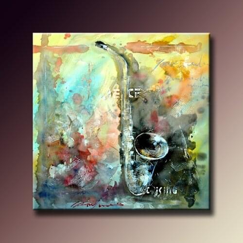 Abstract Oil Painting Saxophone Paintings For Living Room Wall Decor Unframed 65x65cm Household Decorative Picture for Bedroom