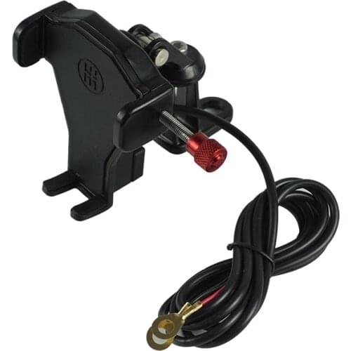 Aluminum Universal Motorcycle Mobile Phone Holder with USB Charger Motorbike Bike Handlebar Stand Mount Bracket For iPhone