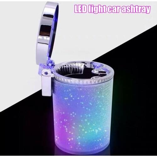Car Ashtray With LED Light Airtight Lid Multifunctional Vehicle Cup Holder Air Vent Ashtray Trash Can Car Interior Decoration