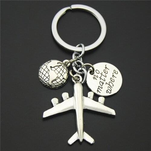 1PC Earth Plane Keychain Has Nowhere To Fall, Pendant Travel Key Ring Friendship Best Friend Jewelry Handmade By Diy