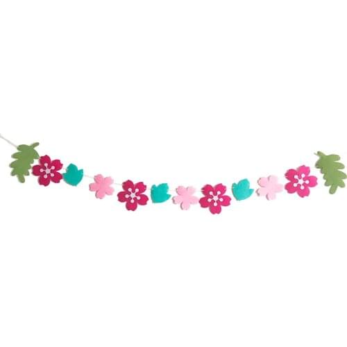 Cherry Blossom and Leaf Banner Wedding Decorations Birthday Party Supplies Non-woven Fabric Garland Girls Room Bunting Decor