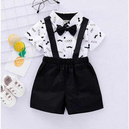 TELOTUNY clothing sets Infant Baby Boys Gentleman Beard Tie Romper Suspenders Strap Shorts Set Outfits Summer Bebes Clothing