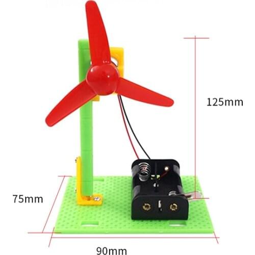 Kids Science Toys Mini Electric Fan 3-Paddle Primary Students Learning Physics Educational Toys Windmill DIY Model Kit for STEM