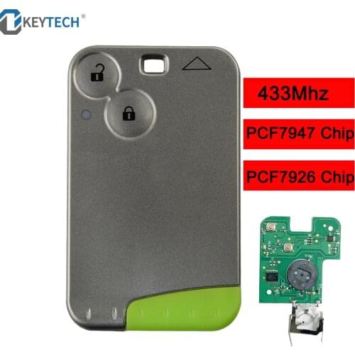 OkeyTech Remote Card Smart Car Key for Renault Laguna Espace 433mhz ID46 PCF7947 PCF7926 Chip 2 Buttons With Insert Blade