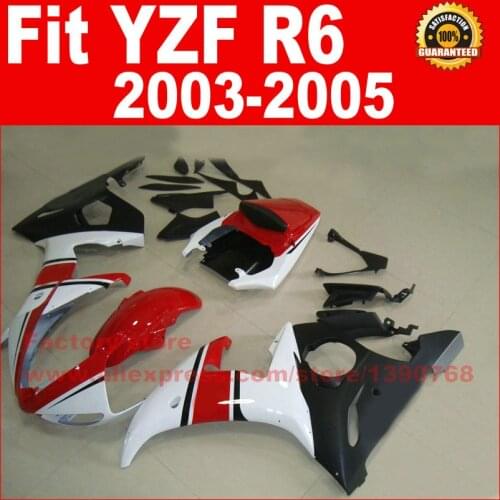 Road/racing motorcycle factory fairings kit for YAMAHA R6 2003 2004 2005 YZF R6 03 04 05 red white fairing kits