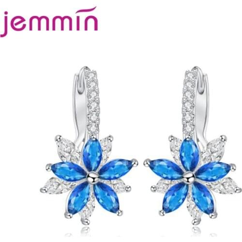Elegant Europe Boucle Foreille Femme Stud Earrings Flower Cubic Zirconia For Women Party Girls Birthday Earings Ear Studs
