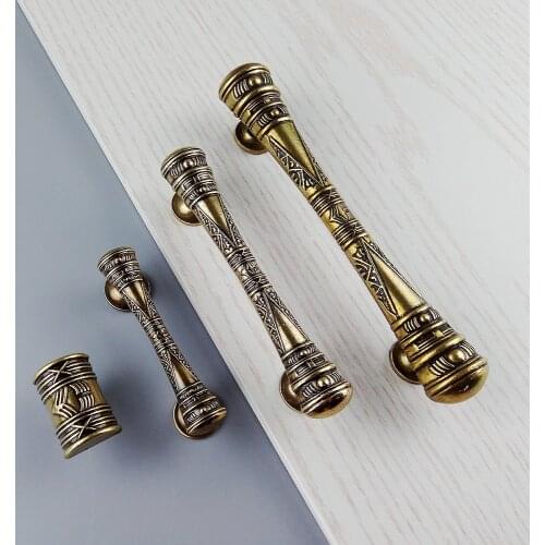European Bronze Furniture Hardware Handles Kitchen Cabinets Sliding Door Knobs Pulls Drawer Wardrobe Cupboard Push Pull Handle