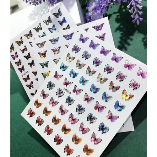 2020 Z-D Serise Colorful 3D Butterfly 18 Styles Holographic Butterfly Nail Art Transfer Sticker Colorful Laser Sticker