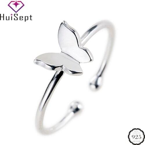 HuiSept Fashion Silver 925 Ring Butterfly Shaped Open Rings Jewellery for Female Wedding Promise Party Gift Ornaments Wholesale