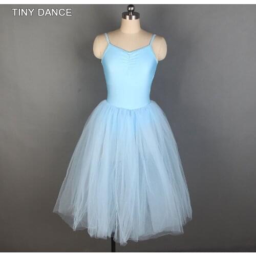 Child & Adult Camisole Ballet Dance Dress Sky Blue Spandex Ballerina Tutu Performance Costume Girls Romantic Tutu Dresses 19508