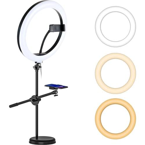 Dimmable Led Ring Light With Monopod Mount Bracket Photography Phone Studio Selfie Annular Lamp For Youtube Live Video Light