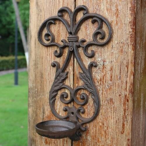 European style creative noble logo cast iron hollow wall hanging candle holder decoration pendant garden decoration accessories