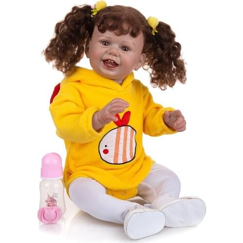 New Rebirth Doll 68cm Curly Hair Cotton Body With Magnetic Pacifier