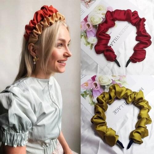 2021 New Slik Volume Wave Scrunchies Headband for Women Girls Fashion Hairbands Big Size Head Band Bezel Hair Accessories