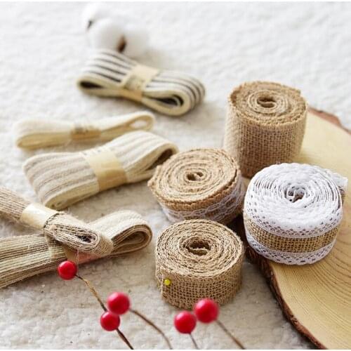 2 meters linen Christmas ribbon bow diy material Christmas tree decoration Christmas ornaments