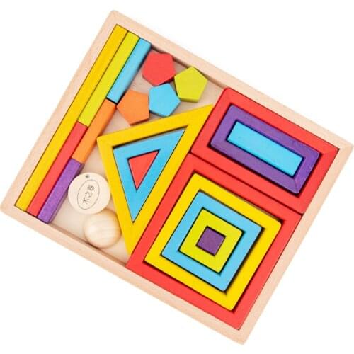 Montessori Nordic Educational Stacker Wooden Toys Wood Balanced Building Blocks Set Wooden Rainbow Craft Toys Kids Gifts