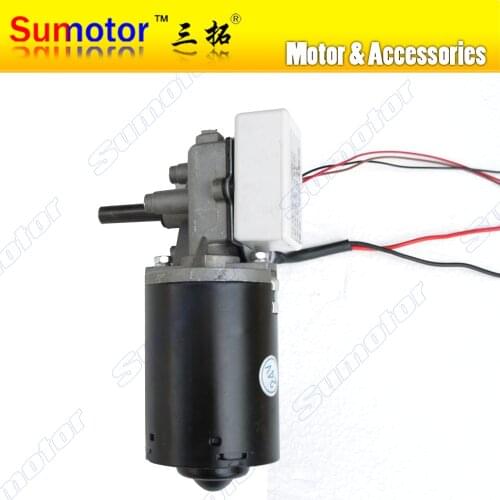 GW6280 DC 24V 30 52 100 rpm Worm Gear Motor left version Self-locking rolling shutter door motor with Hoare encoder Hall sensor