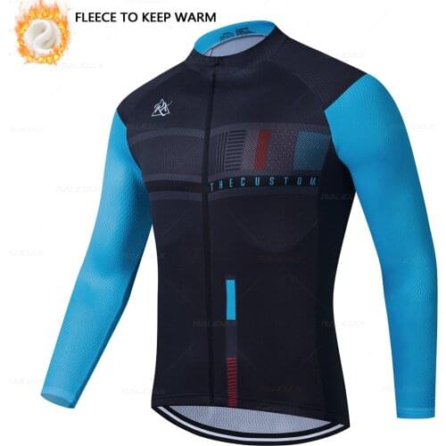 Men Winter Fleece Long Sleeve Cycling Jersey MTB Bicycle Cycling Clothing Winter Roupa Ciclismo Masculino Warm Mountain Bike Top