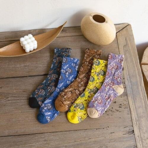 10 Pairs Paisley Socks New Fashion Floral Socks Ancient Ethnic Socks Ladies Girls Paisley National Womens Embossed Socks
