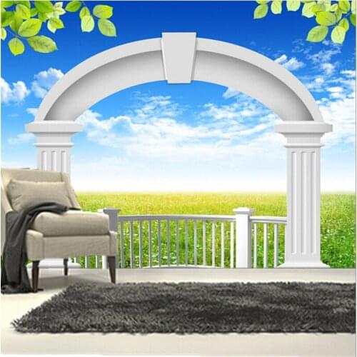 The latest 3D murals, Castle arch pillar murals papel de parede,hotel coffee shop living room sofa TV wall bedroom wallpaper