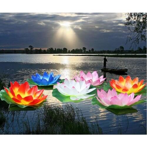 2020 new 20 cm artificial ornament lotus wishing light floating water candle light for wedding christmas party decoration