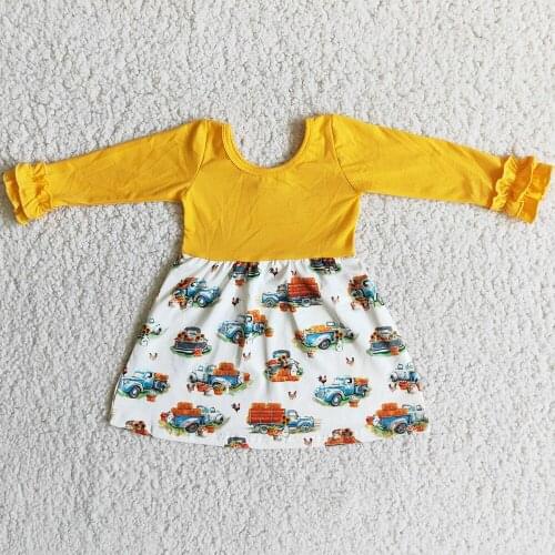 New Design Toddler Little Girls Dresses Boutique Pumpkin Print Kids Designer Clothes Girl Dress Halloween Wholesale Kids Clothes