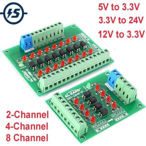 Optocoupler Isolator Photoelectric Isolation Module Level Voltage Converter PNP/NPN Output PLC Signal 3.3V to 24V 2 4 8 Channel