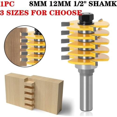 1pc Rail Reversible Finger Joint Glue Router Bit Tenon Woodwork Cutter 8mm 12mm 12.7mm Shank Wood Power Router Cutter Tools