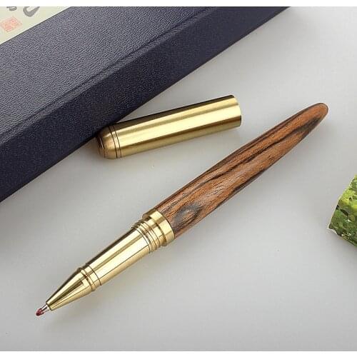 Luxury rosewood Gift Pen Set High Quality Roller ball Pen with luxury school Office Metal Ballpoint Pens for Christmas Gift