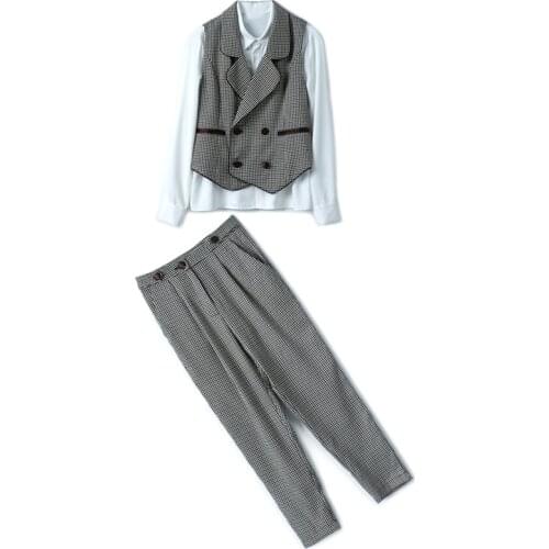 Top And Pants Business Woman Suit Spring Fall New Style 3 Piece Set Women Plus Size Vest Uniform Office Work Conjunto Feminino