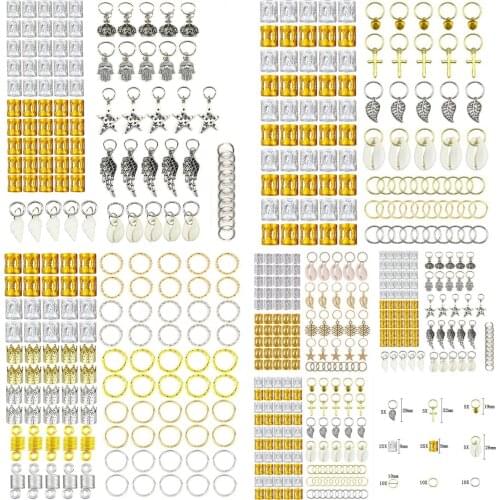 50-180pcs Metal African Hair Rings Beads Cuffs Tubes Charms Dreadlock Dread Hair Braids Jewelry Decoration Accessories