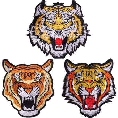 GUGUTREE embroidery big tiger patches animal patches badges applique patches for clothing ZK-105